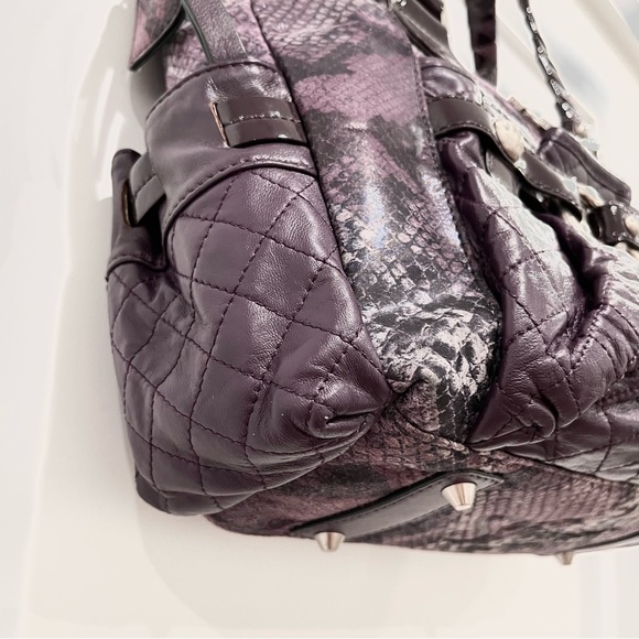 SHARIF 1827 Purple Leather Snake Print Shoulder Bag With Dust Bag NWOT - Picture 4 of 12